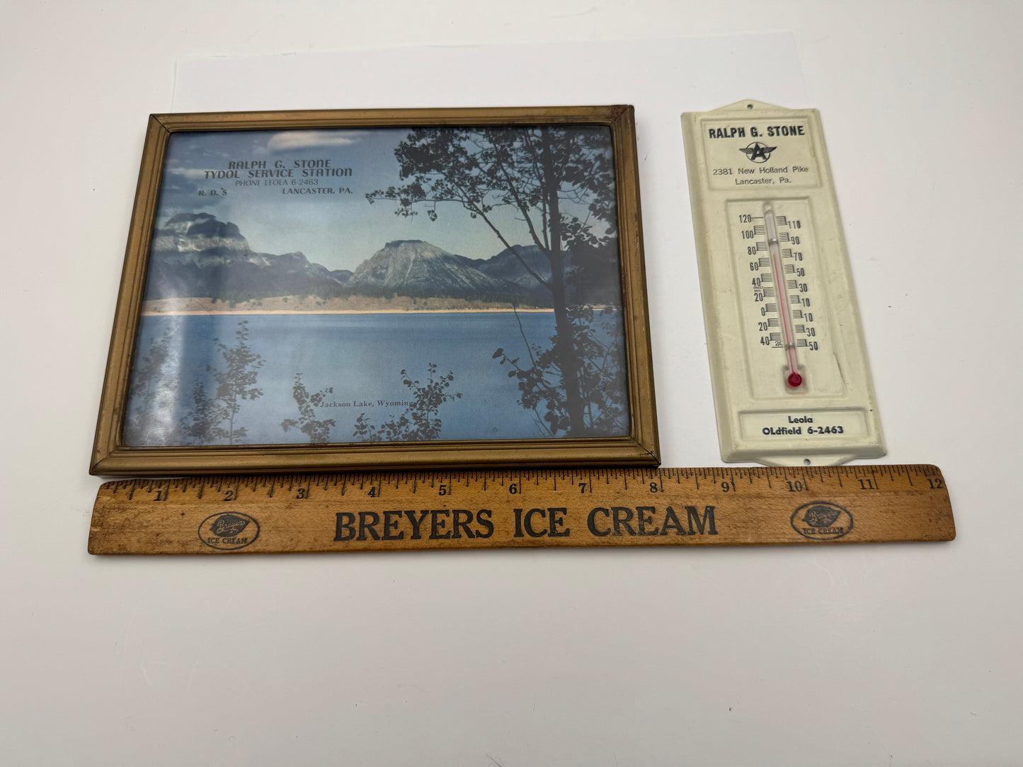 Vintage Tydol Thermometer and Service Station Ad Framed