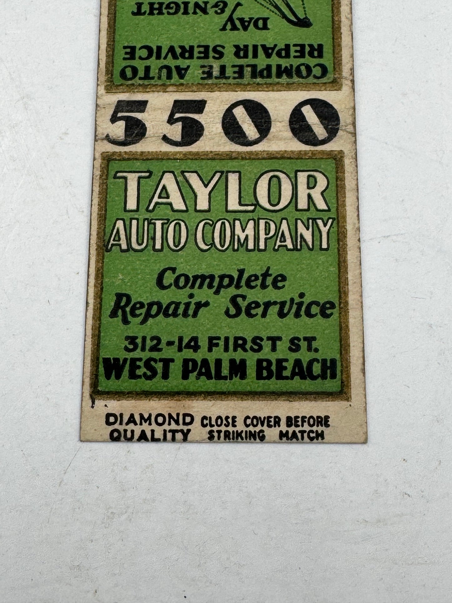 Vintage 1940s Tow Truck Matchbook Cover