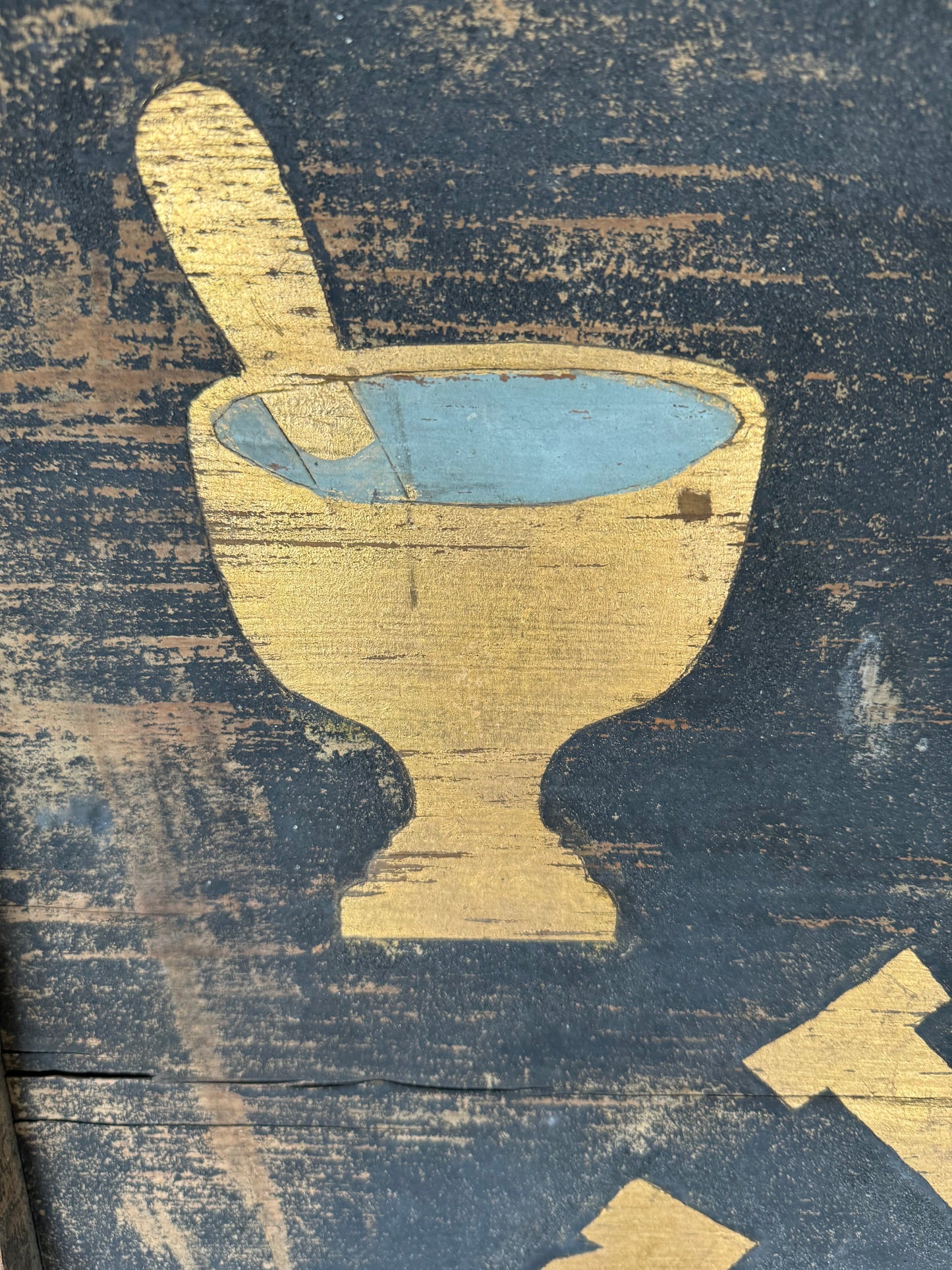 Vintage Drug Store Sign 1860 - 1880 Smaltz & Gilt Gold Paint