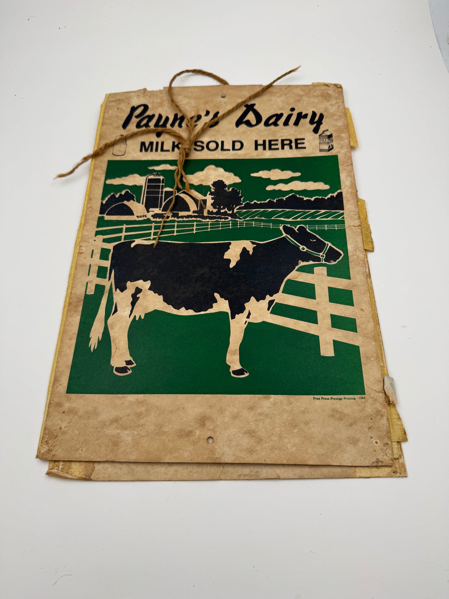 Vintage Dairy Ad Milk 5 Cents Payne Dairies