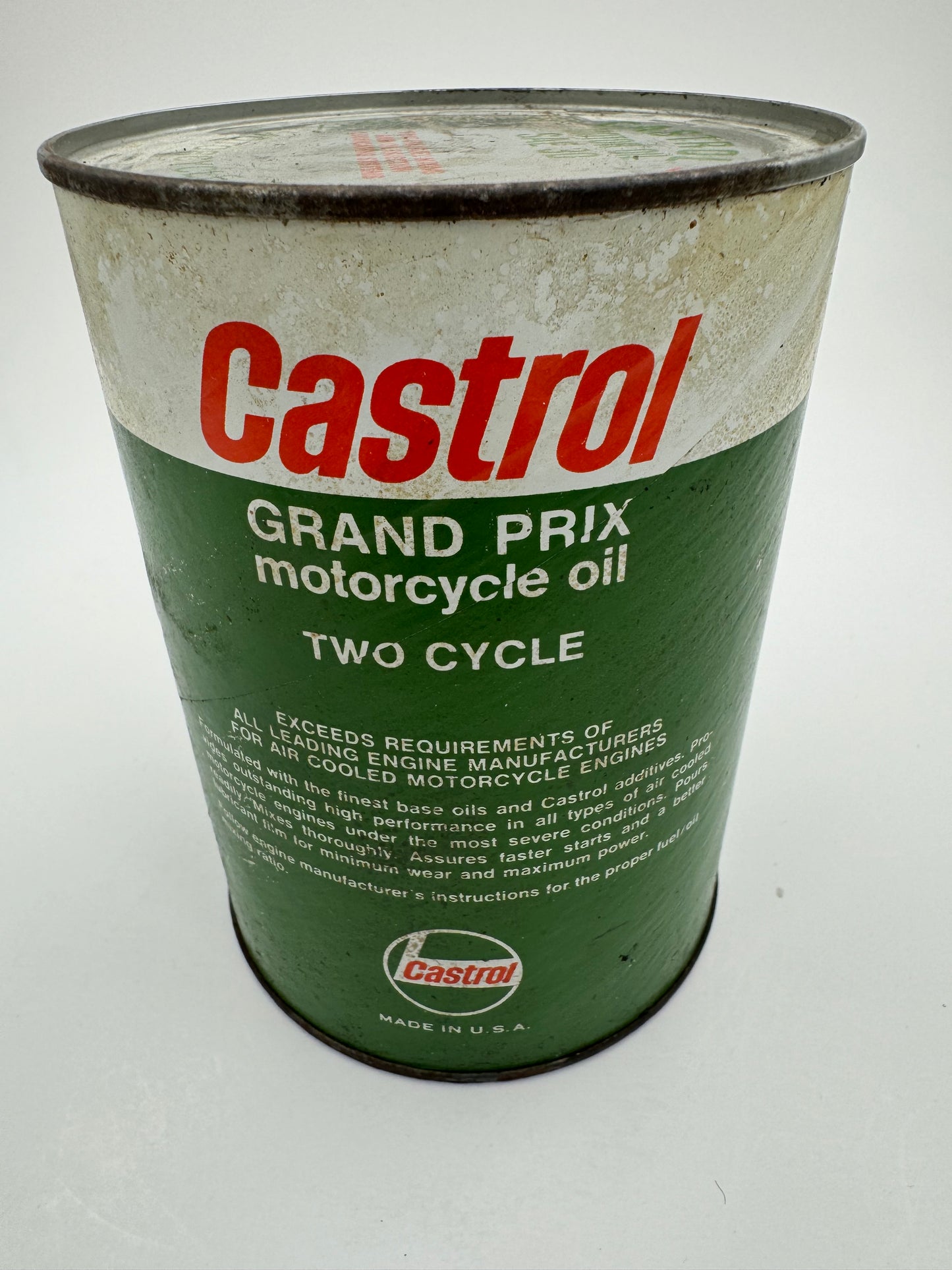 Vintage Oil Can Castrol Gran Prix Motorcycle