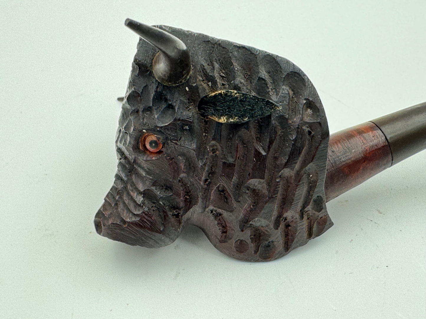 Vintage Carved Figural Pipe Bull Meerschaum