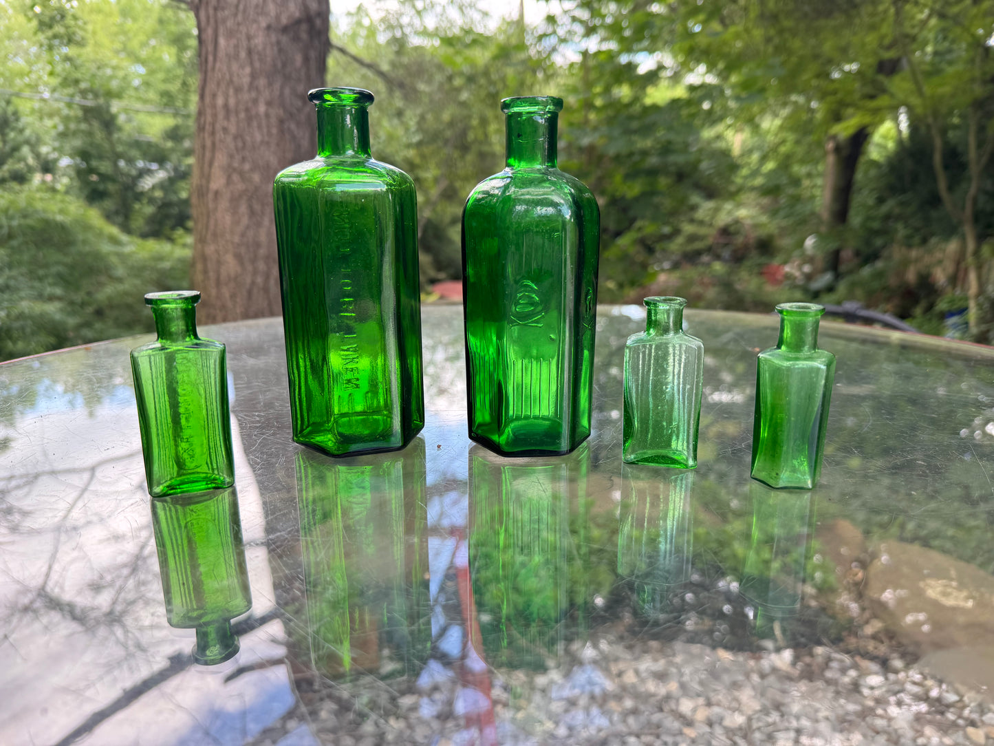Vintage Poison Medicine Bottle Colection Green