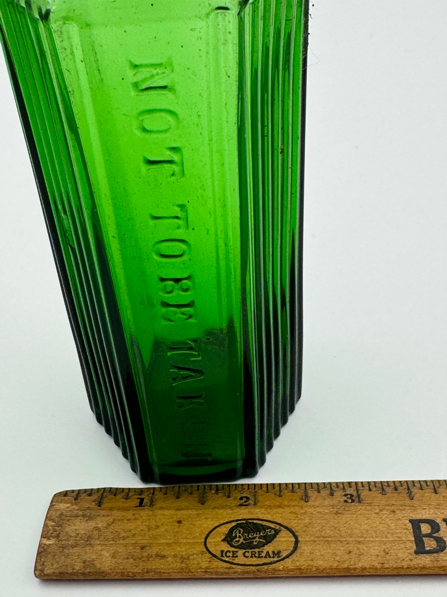 Vintage Poison Bottle Green Ribbed 8 Oz