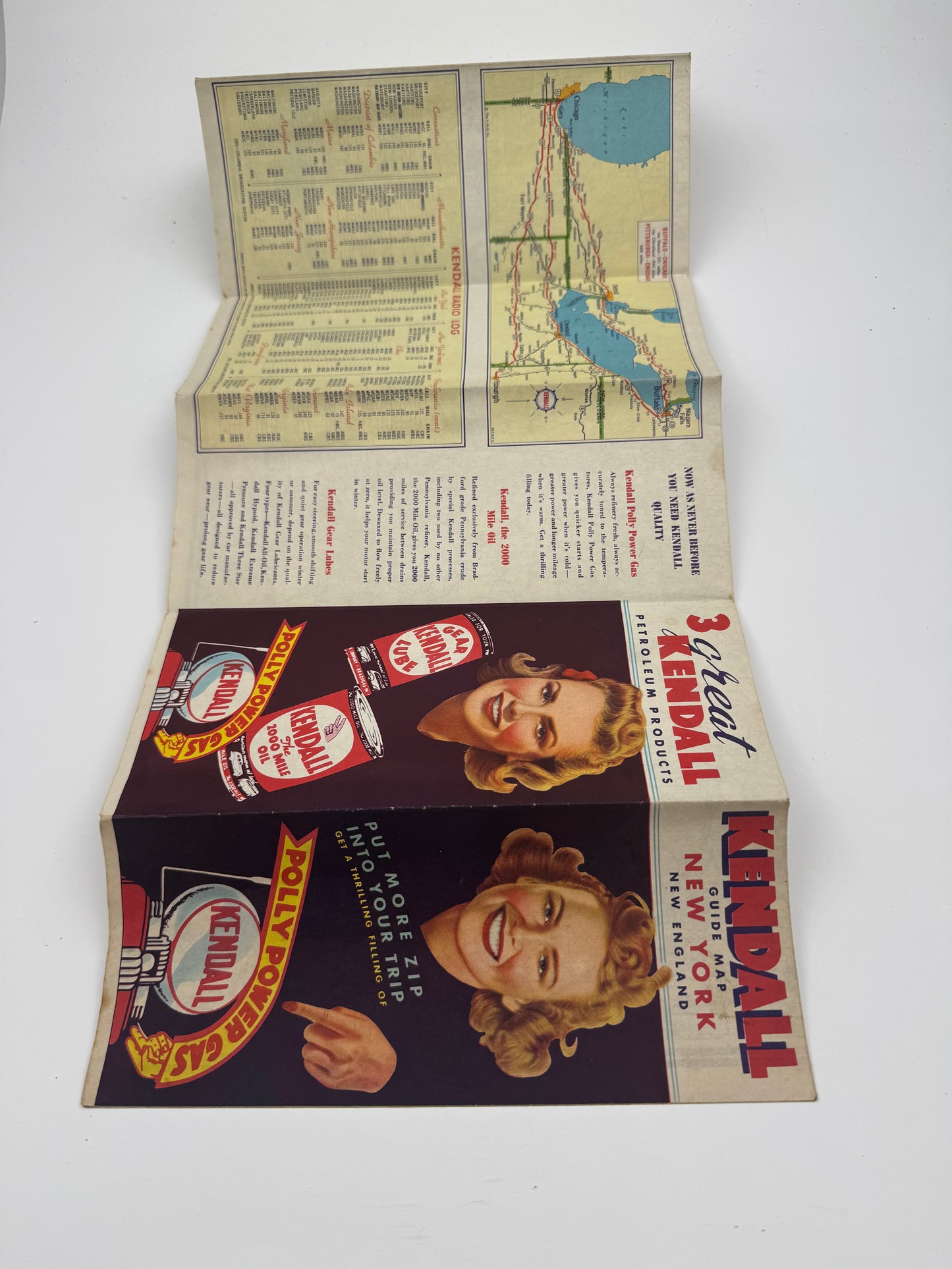 Vintage Road Map Kendall 1942 NOS