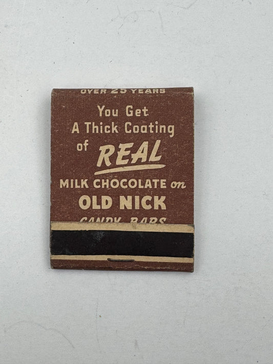 Vintage Matchbook Old Nick Candy Bar NOS Never Used.