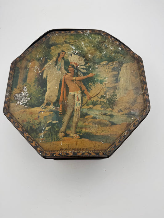 Vintage Sunshine Biscuits Tin Hiawatha Journey Used
