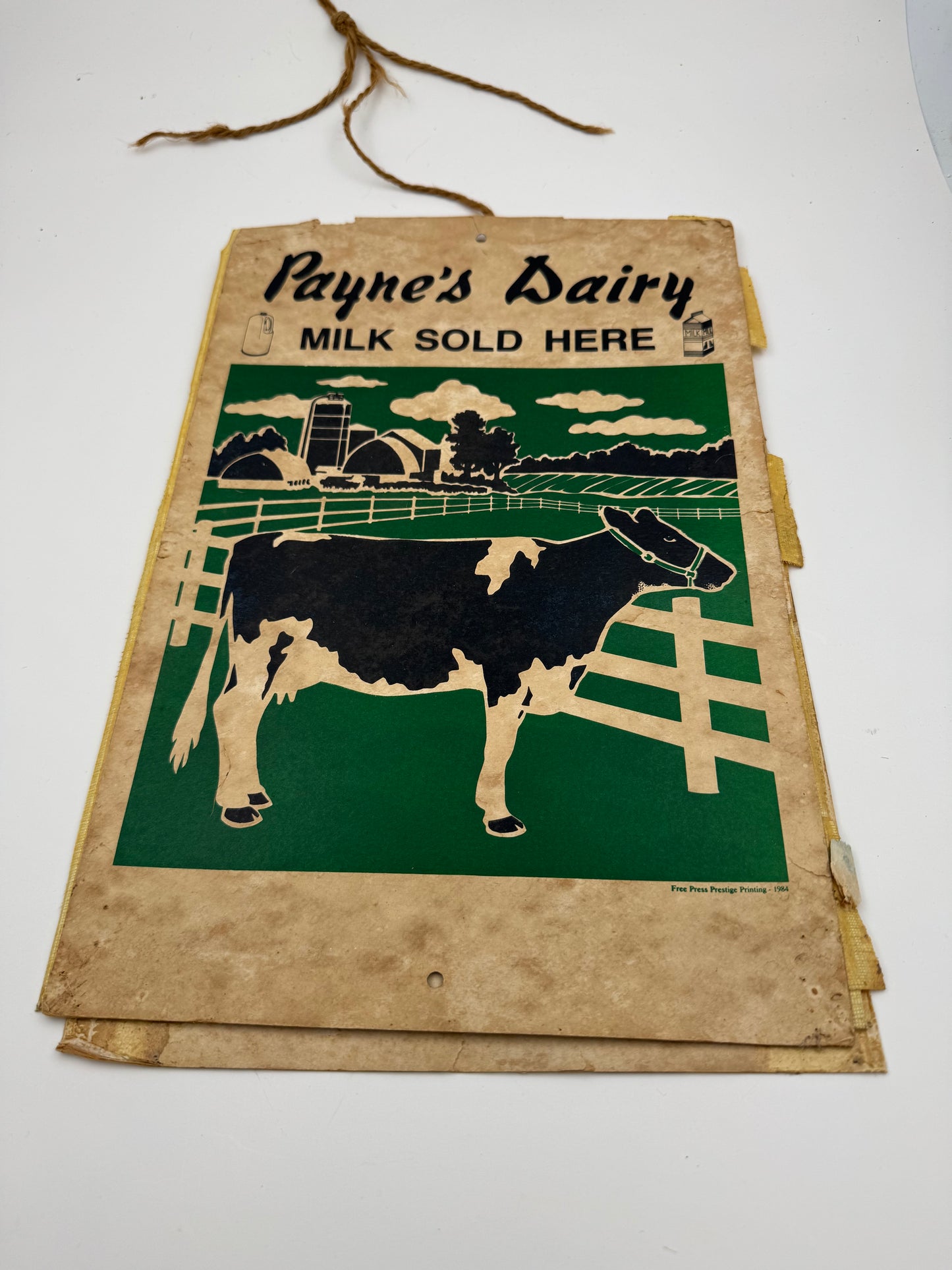 Vintage Dairy Ad Milk 5 Cents Payne Dairies