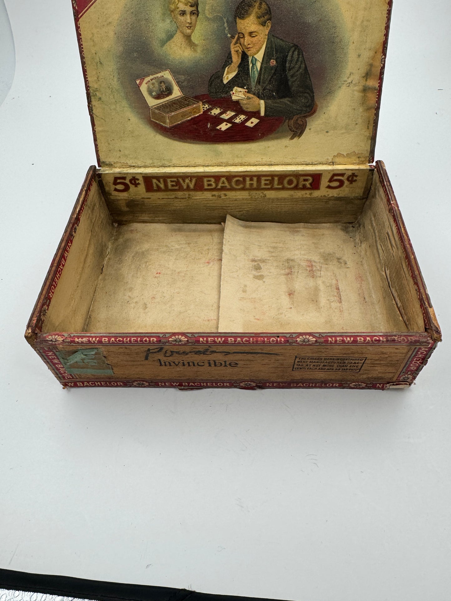 Vintage Cigar Box New Bachelor 1920s Wooden