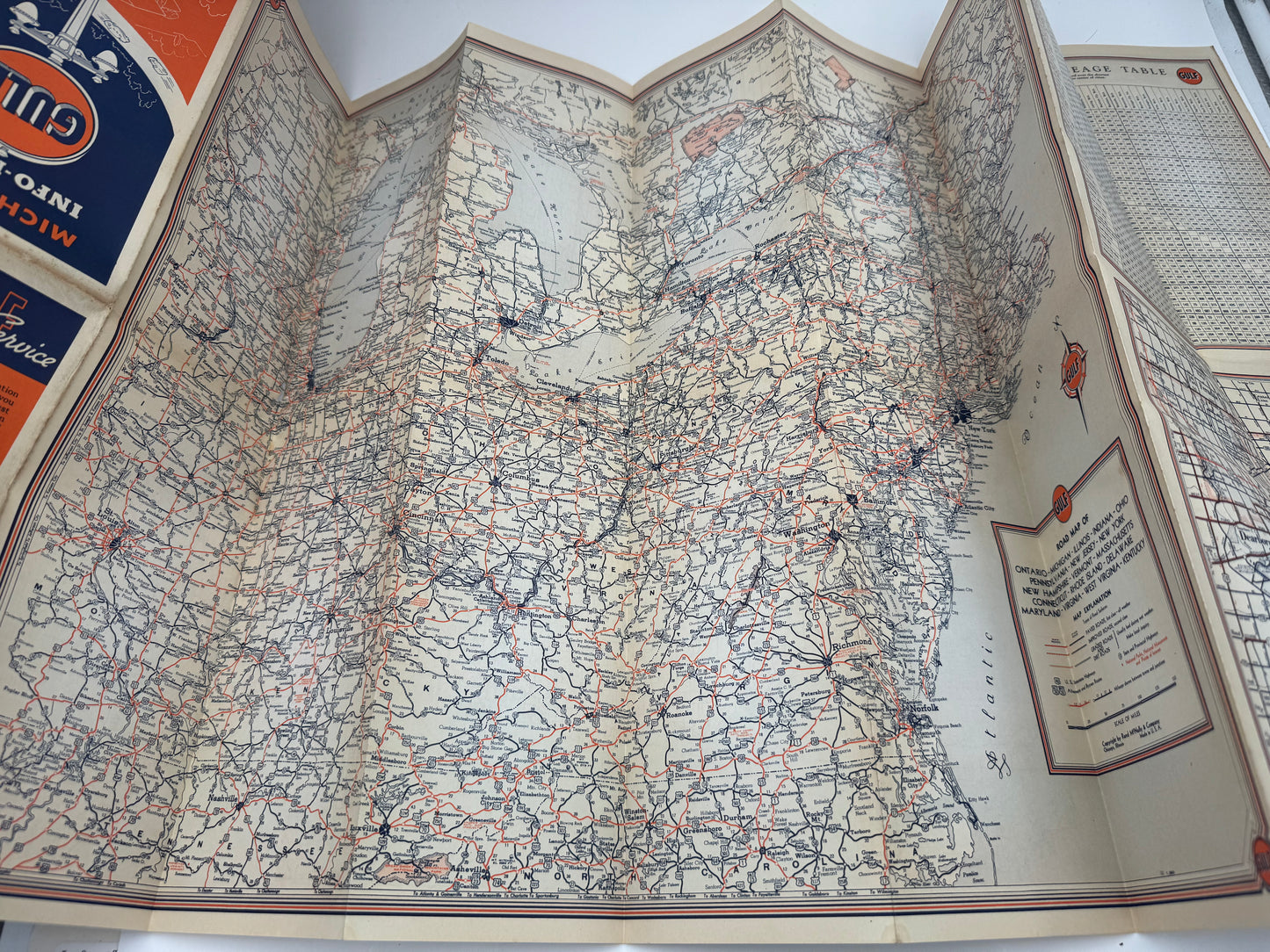 Vintage Road Map Gulf Michigan 1930s