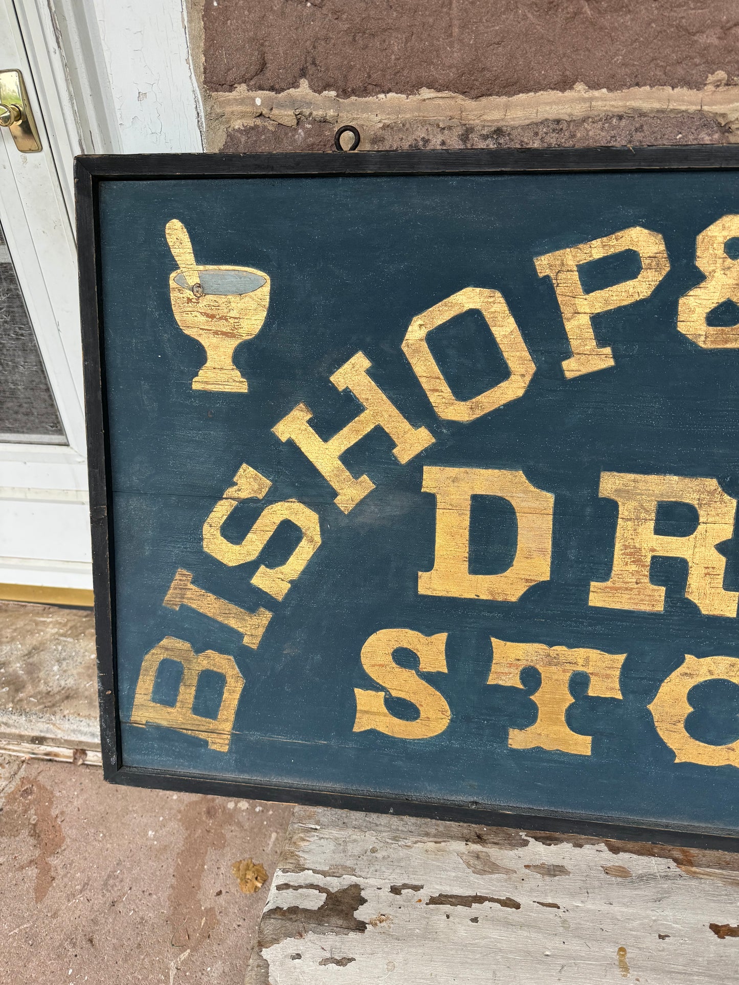 Vintage Drug Store Sign 1860 - 1880 Smaltz & Gilt Gold Paint