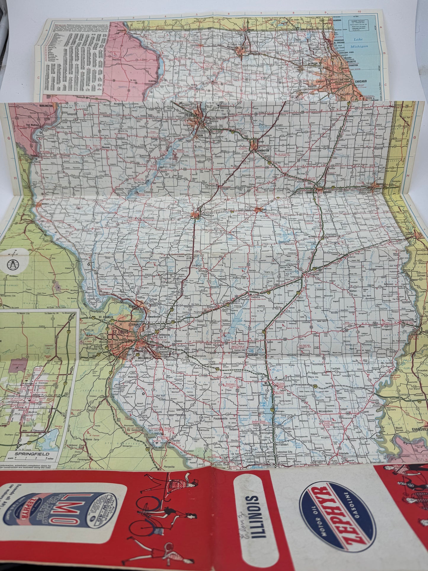 Vintage Zephyr Gasoline Roadmap Illinois, ￼1971 Used Rare
