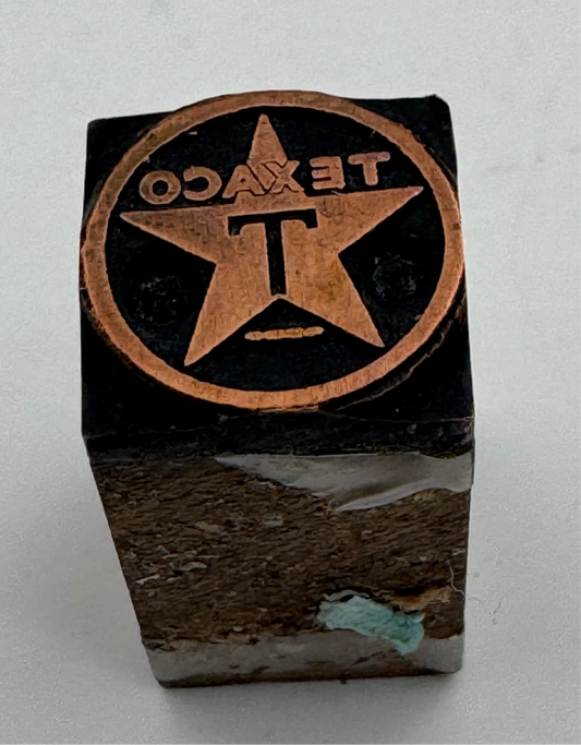 Vintage Printers Block Texaco Gas And Oil Logo