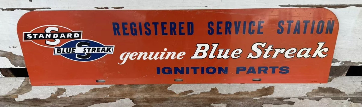 Vintage Sign Blue Streak Ignition Service Station Sign Authentic