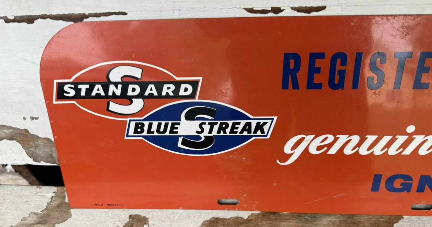 Vintage Sign Blue Streak Ignition Service Station Sign Authentic