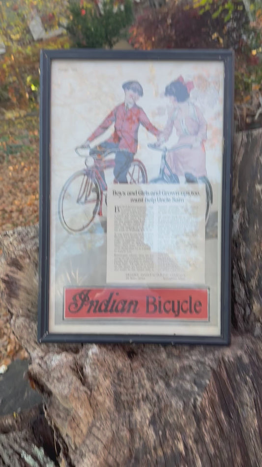 Vintage Indian Motorcycle Bicycle Ad 1918