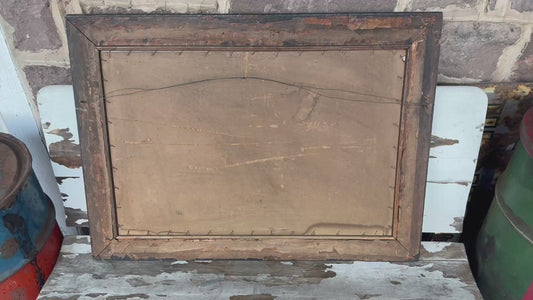 Vintage Spinning Wheel Advertising Sign Framed.