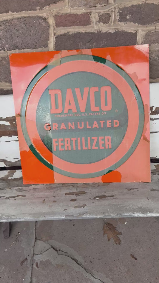Vintage Sign Davco Fertilizer NOS 26” x 26”
