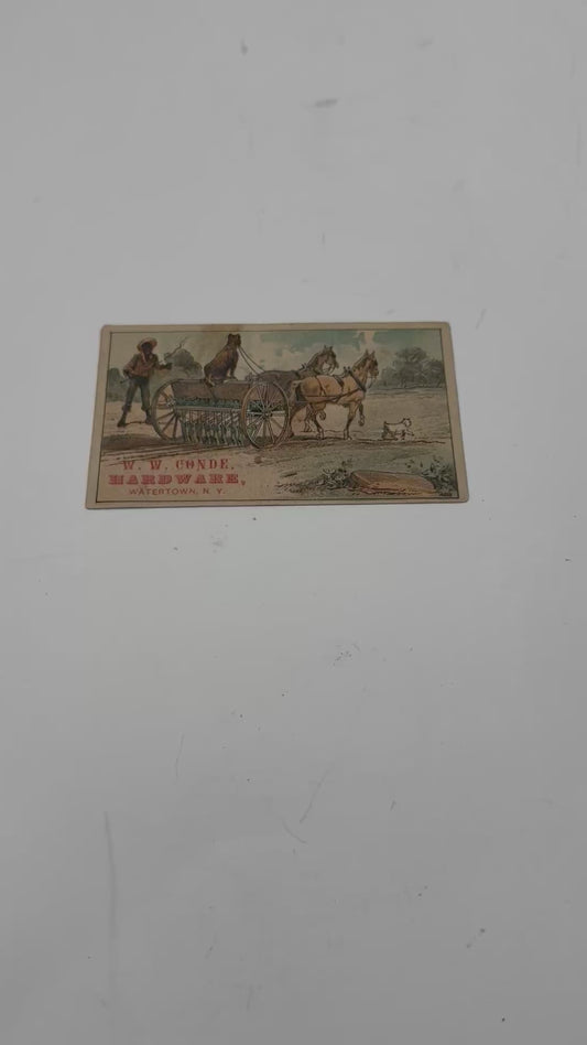 Vintage Trade Card Farmer Teaches Dogs To Plow