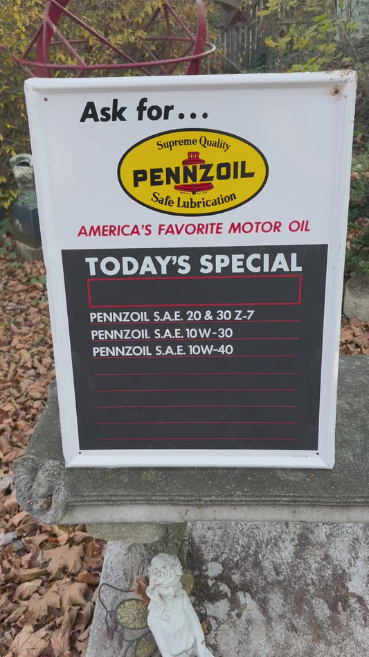 Vintage Pennzoil Sign Menu Board Clean