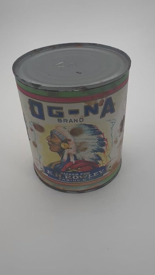 Vintage Tin Can Og Na Brand Tomatoes Worn Paper Label
