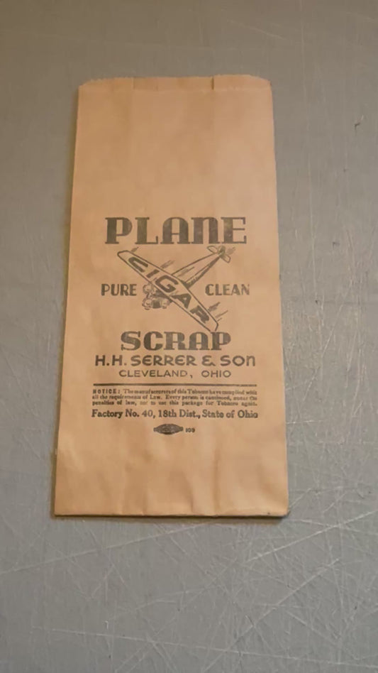 Vintage Plane Cigar Scrap Bag Airplane Graphic