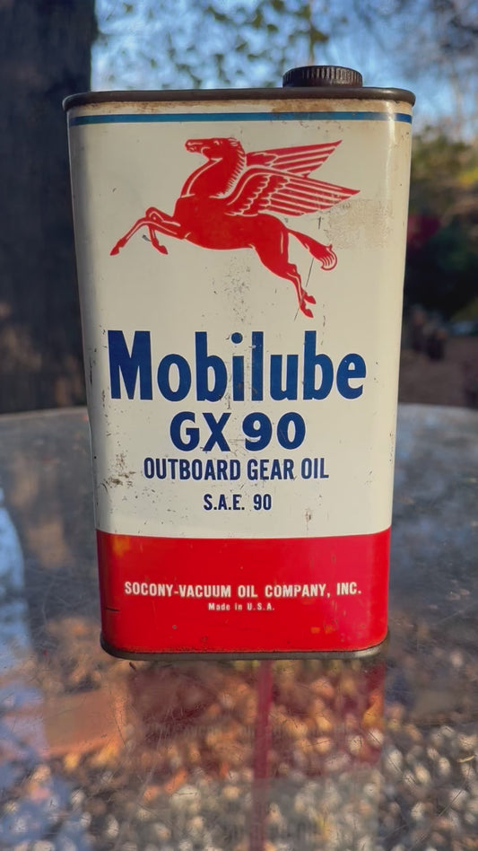 Vintage Mobiloil Can GX 90 Outboard Full