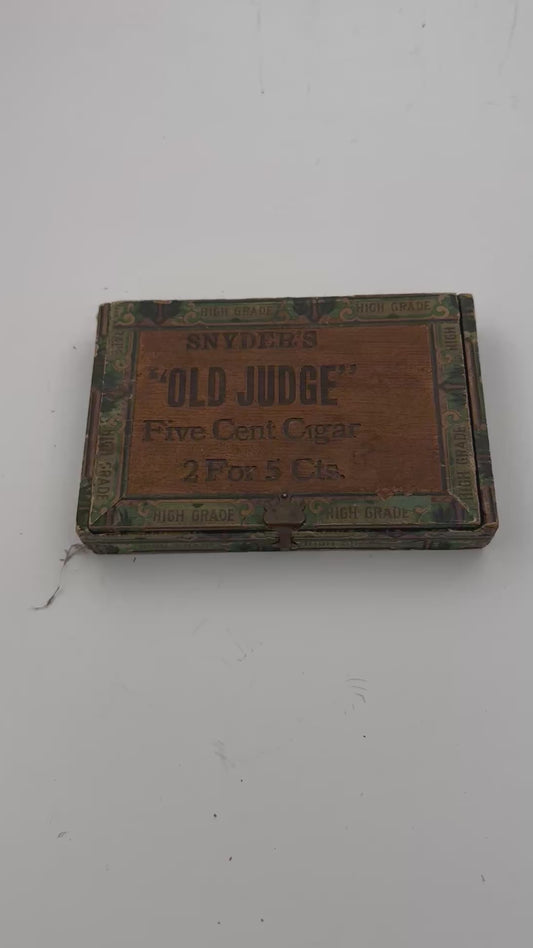 Vintage Cigar Box The Judge Wood 1900s Broken Lid