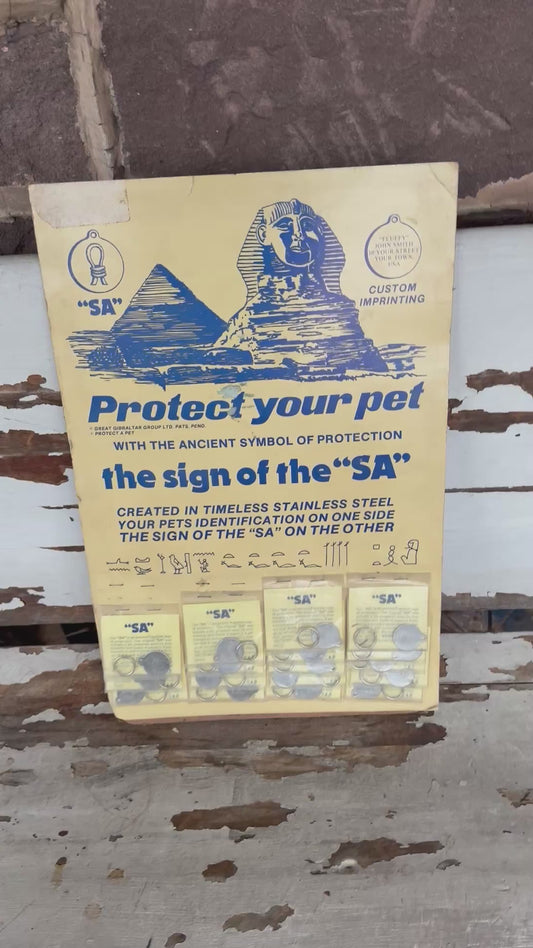 Vintage Sign Pet ID Tag Display Easel Back