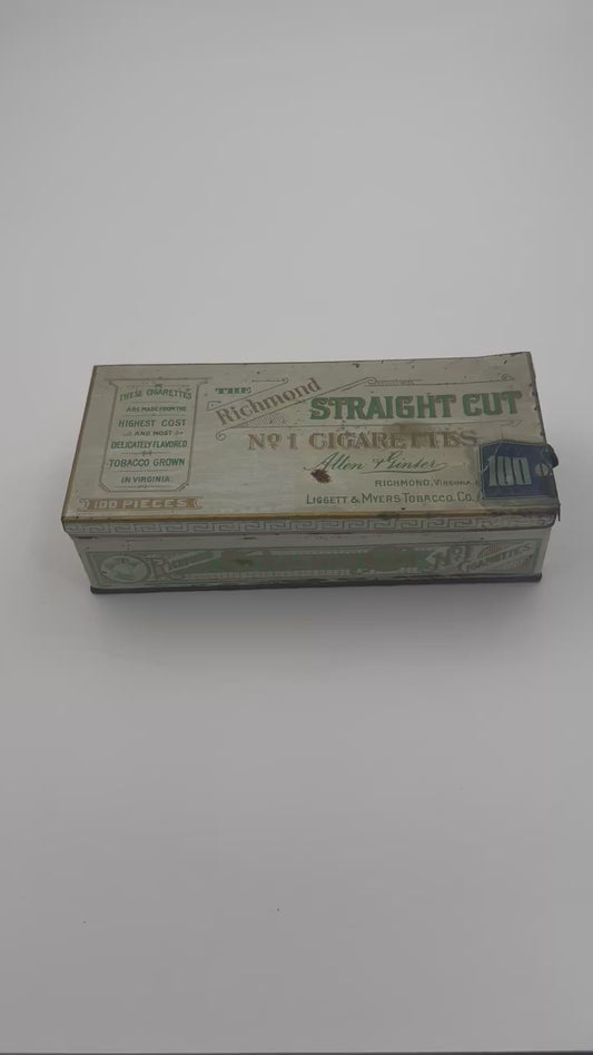 Vintage Tobacco Tin The Richmond Straight Cut 100 Pieces Empty