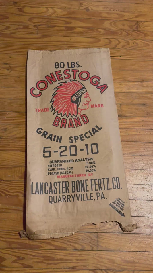 Vintage Feed Sack Paper Conestoga Brand Native American Logo